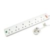 TARGET RB-05M06SPD UK Power Extension, 5m, 6 UK Ports, White, 13 Amp Fuse, Surge Protection, Status LED