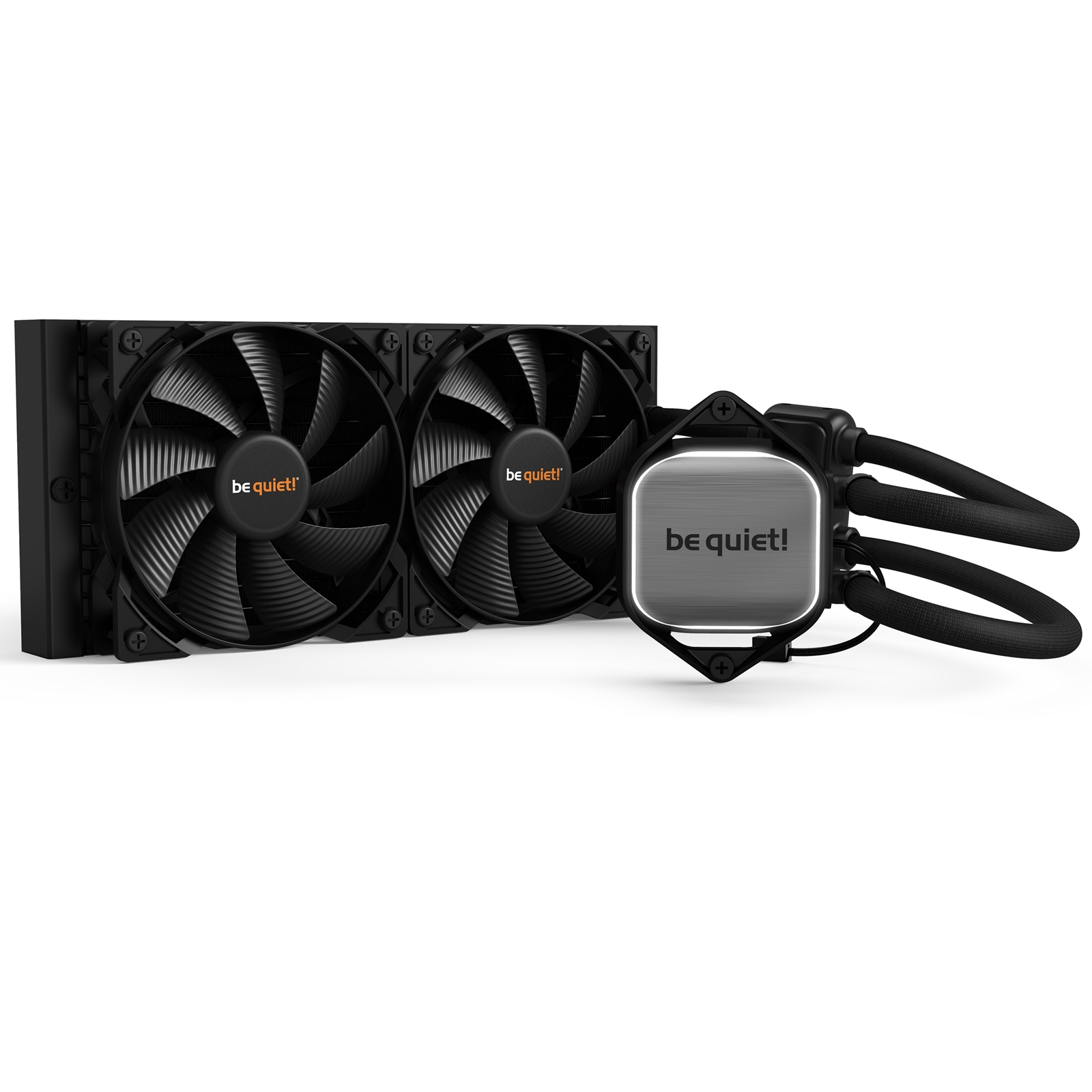 be quiet! Pure Loop AiO Liquid CPU Cooler, Universal Socket, 240mm Radiator, 2 x Pure Wings 2 120mm PWM 2000RPM Black Cooling Fan, White LED Pump Head, Easy Access Refill Port & Included Coolant Bottle For a Long Lifespan